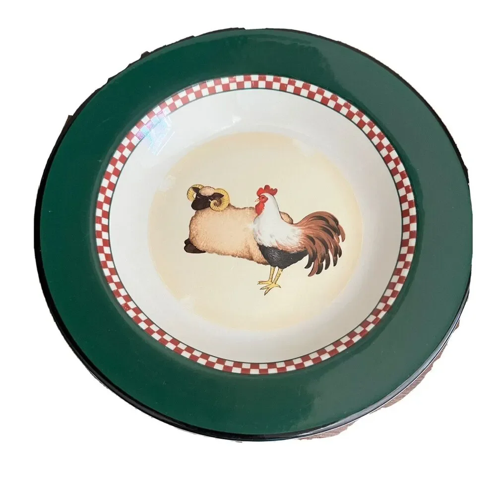 Lot of 3 18 Henry & Company Farm Animals Checker Band Rimmed 9